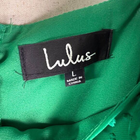 Lulu's Bimini Swiss Dot Tie-Strap Midi Dress, Kelly Green, L, Trumpet Hem 2/$50 - Picture 14 of 15